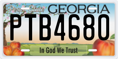 GA license plate PTB4680