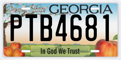 GA license plate PTB4681