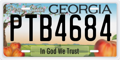 GA license plate PTB4684