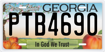 GA license plate PTB4690