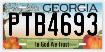 GA license plate PTB4693