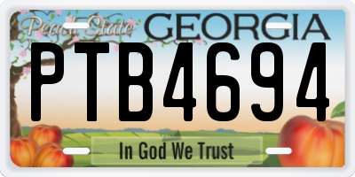 GA license plate PTB4694