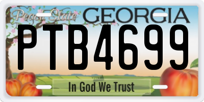 GA license plate PTB4699
