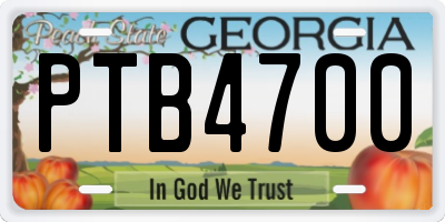 GA license plate PTB4700