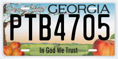 GA license plate PTB4705
