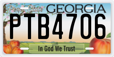 GA license plate PTB4706