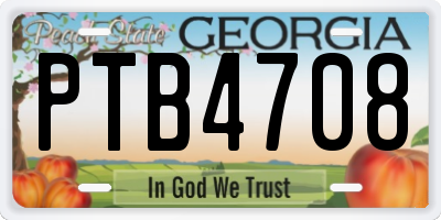 GA license plate PTB4708