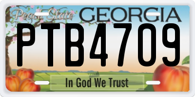 GA license plate PTB4709