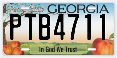GA license plate PTB4711