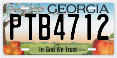 GA license plate PTB4712