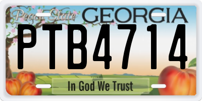 GA license plate PTB4714