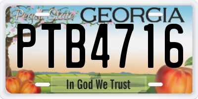 GA license plate PTB4716