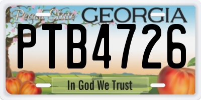 GA license plate PTB4726