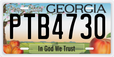 GA license plate PTB4730