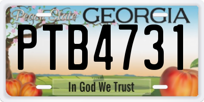 GA license plate PTB4731