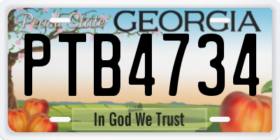 GA license plate PTB4734