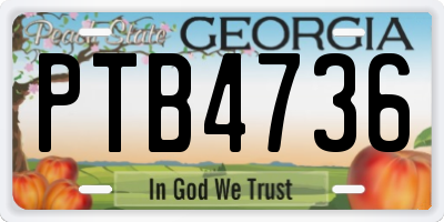 GA license plate PTB4736