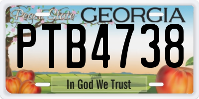 GA license plate PTB4738