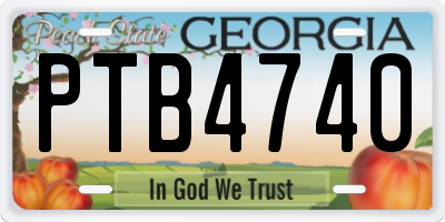 GA license plate PTB4740