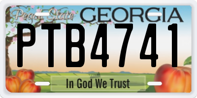 GA license plate PTB4741