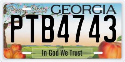 GA license plate PTB4743