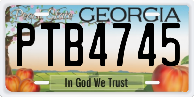 GA license plate PTB4745