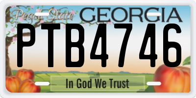 GA license plate PTB4746