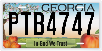 GA license plate PTB4747