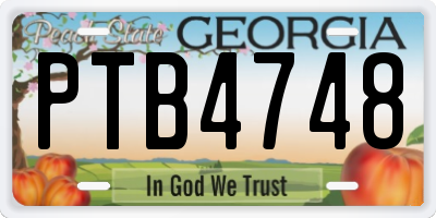 GA license plate PTB4748