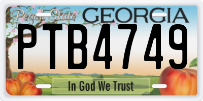 GA license plate PTB4749