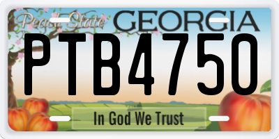 GA license plate PTB4750