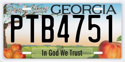 GA license plate PTB4751