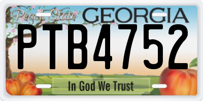 GA license plate PTB4752