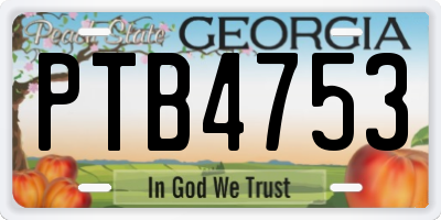 GA license plate PTB4753