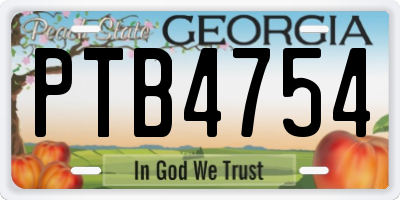 GA license plate PTB4754