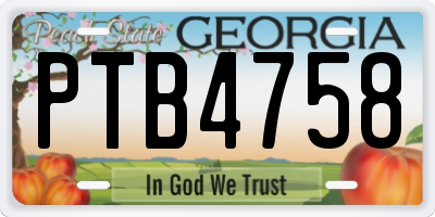 GA license plate PTB4758