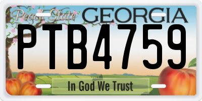 GA license plate PTB4759