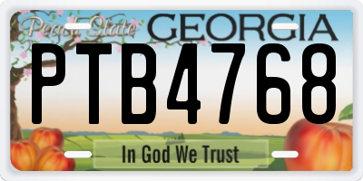 GA license plate PTB4768