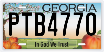 GA license plate PTB4770