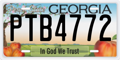 GA license plate PTB4772