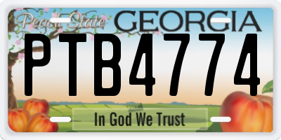 GA license plate PTB4774