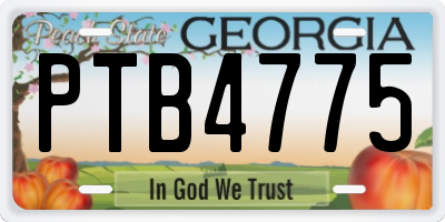 GA license plate PTB4775