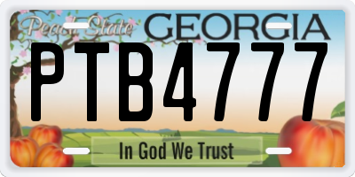 GA license plate PTB4777
