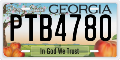 GA license plate PTB4780