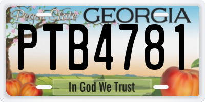 GA license plate PTB4781