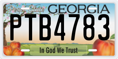 GA license plate PTB4783