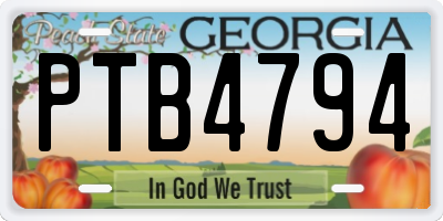 GA license plate PTB4794