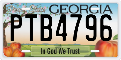 GA license plate PTB4796