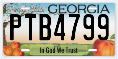 GA license plate PTB4799