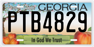 GA license plate PTB4829
